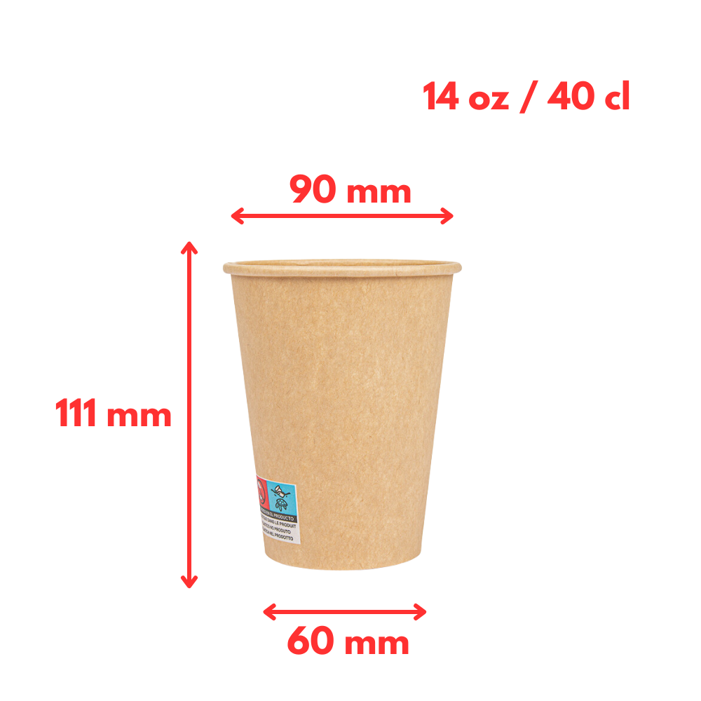 Gobelets carton Kraft 40 cl / 14 oz