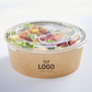 Bols kraft/saladiers carton brun personnalisé 750ml + couvercles rPET (à partir de 10 800)